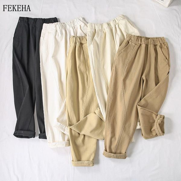 women loose harem pant trousers 100% cotton pockets streetwear elastic waist female pants boyfriend style women's & capris, Black;white
women loose harem pant trousers 100% cotton pockets streetwear elastic waist female pants boyfriend style women's & capris, Black;white