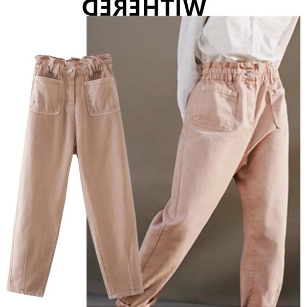 women's jeans withered mom woman england style vintage pockets loose high waist collect casual boyfriend for women, Blue
women's jeans withered mom woman england style vintage pockets loose high waist collect casual boyfriend for women, Blue
