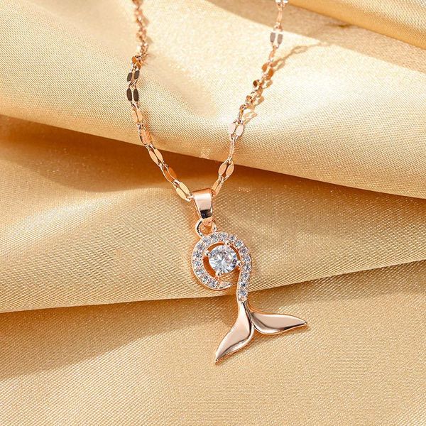 chokers trendy crystal mermaid tail necklaces for women no fade lip chain stainless steel pendant necklace jewelry female, Golden;silver
chokers trendy crystal mermaid tail necklaces for women no fade lip chain stainless steel pendant necklace jewelry female, Golden;silver