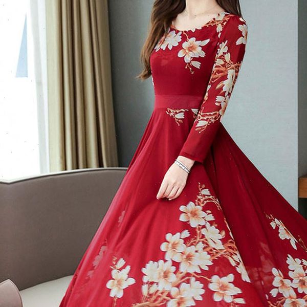 fashion o neck long sleeve women dress floral print a line spring party dresses sexy, Black;gray
fashion o neck long sleeve women dress floral print a line spring party dresses sexy, Black;gray
