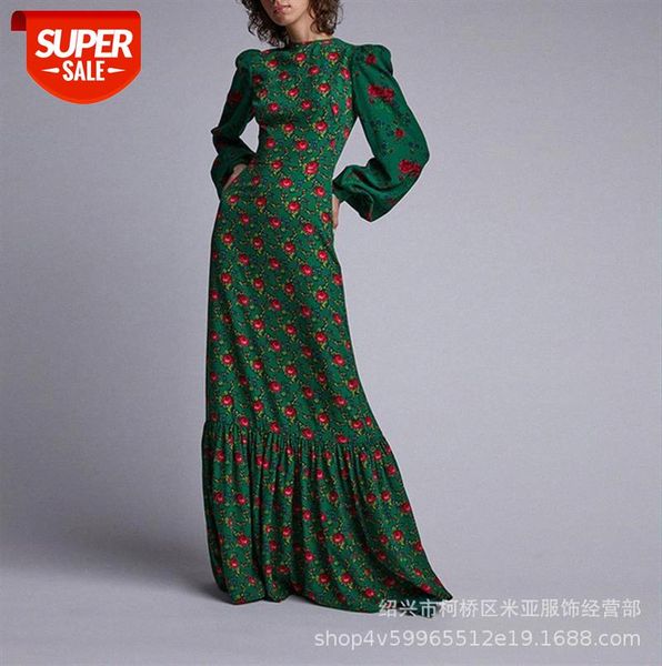 european and american round neck print dress long lantern sleeve casual skirt #jm1w, Black
european and american round neck print dress long lantern sleeve casual skirt #jm1w, Black
