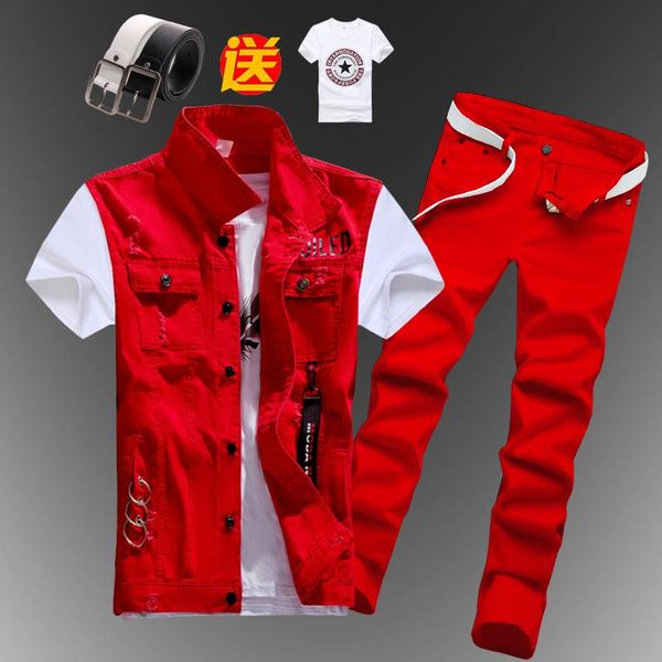 men's tracksuits mens boys casual denim vest sleeveless waistcoat summer jeans pants trousers slim fit 2pcs set, Gray
men's tracksuits mens boys casual denim vest sleeveless waistcoat summer jeans pants trousers slim fit 2pcs set, Gray