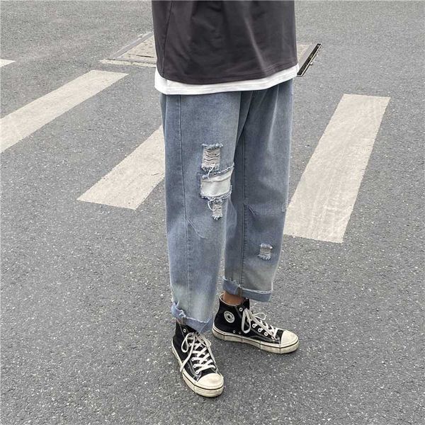 summer wide leg for korean loose ripped jeans men streetwear comfortable denim pants clothes, Blue
summer wide leg for korean loose ripped jeans men streetwear comfortable denim pants clothes, Blue