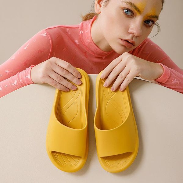 soft eva slippers women shower non-slip couple home slides household pool sandals beach bathroom shoes, Black