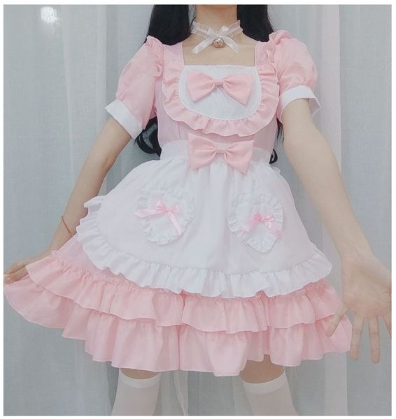 anime costumes cosplay japanese soft sister maid dress pure and lovely pink maid uniform suit role play, Black
anime costumes cosplay japanese soft sister maid dress pure and lovely pink maid uniform suit role play, Black