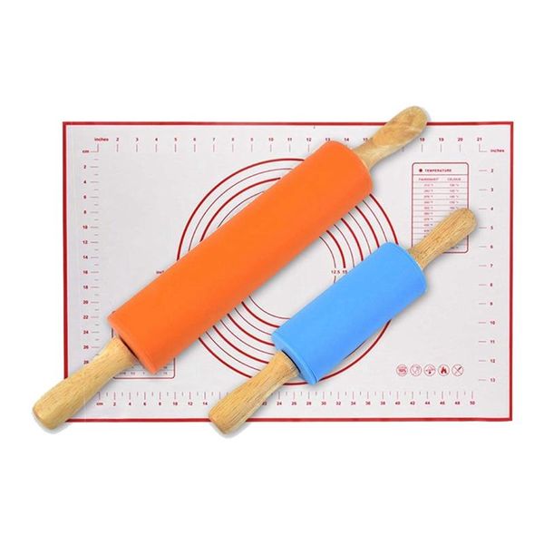 rolling pins & pastry boards -2 pcs silicone pin with wooden handles,1 kneading pad,for baking pie, pastries,pizza,cookies
rolling pins & pastry boards -2 pcs silicone pin with wooden handles,1 kneading pad,for baking pie, pastries,pizza,cookies