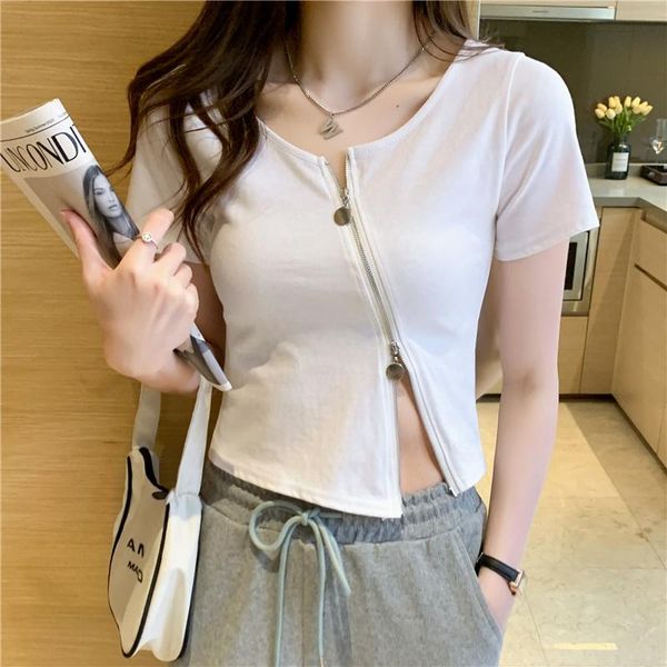 women's t-shirt tees women casual o neck 2021 summer korean short slim oblique zipper cotton sleeve white 698d
women's t-shirt tees women casual o neck 2021 summer korean short slim oblique zipper cotton sleeve white 698d
