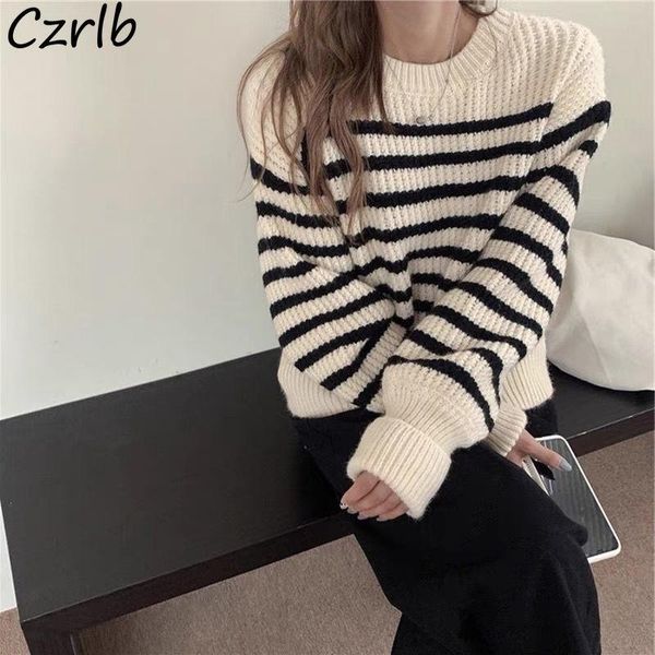 women's sweaters sweater women all-match striped loose pullovers autumn vintage casual students warm thick korean style harajuku mujer, White;black
women's sweaters sweater women all-match striped loose pullovers autumn vintage casual students warm thick korean style harajuku mujer, White;black