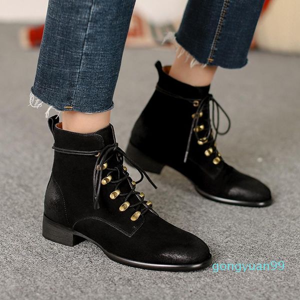 boots women shoes 2021 autumn winter genuine leather female short suede booties british lace retro trend naked, Black
boots women shoes 2021 autumn winter genuine leather female short suede booties british lace retro trend naked, Black