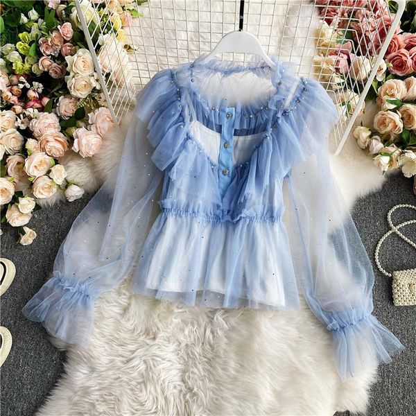 spring and autumn style french mesh ruffled shirt women retro puff sleeve sweet round neck loose thin uk203 women's blouses & shirts, White
spring and autumn style french mesh ruffled shirt women retro puff sleeve sweet round neck loose thin uk203 women's blouses & shirts, White