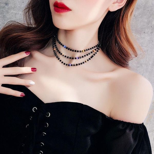 chokers three layer atmosphere black crystal clavicle chain women's necklace choker collar short neck fashion trend, Golden;silver
chokers three layer atmosphere black crystal clavicle chain women's necklace choker collar short neck fashion trend, Golden;silver