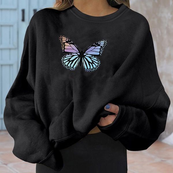 women's hoodies & sweatshirts harajuku casual long sleeve round neck printed butterfly loose streetwear hip hop moletom feminino, Black
women's hoodies & sweatshirts harajuku casual long sleeve round neck printed butterfly loose streetwear hip hop moletom feminino, Black