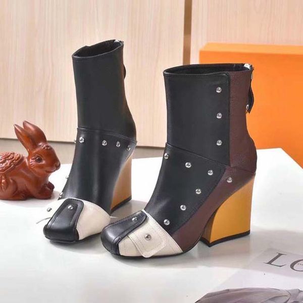 womens designer boots ankle boot martin warm winter brand style booties leather material rubber sole metal studs and colorful wedges with bo, Black
womens designer boots ankle boot martin warm winter brand style booties leather material rubber sole metal studs and colorful wedges with bo, Black