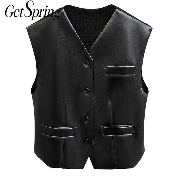 getspring women vest fiber leather ladies waistcoat fashionable black jacket winter coat all match woman 210601, Black;white
getspring women vest fiber leather ladies waistcoat fashionable black jacket winter coat all match woman 210601, Black;white