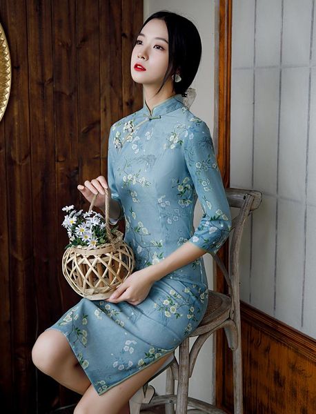 ethnic clothing blue print traditional oriental chinese dress slim mandarin collar cheongsams women side split banquet gown vestidos qipao, Red
ethnic clothing blue print traditional oriental chinese dress slim mandarin collar cheongsams women side split banquet gown vestidos qipao, Red