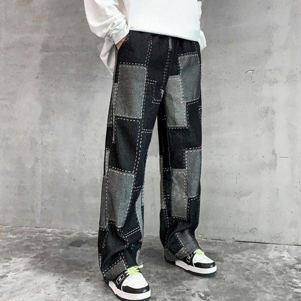 men's jeans shredded japanese autumn patched jeans streetwear loose cargo pants korean style hip hop couple denim male b478, Blue
men's jeans shredded japanese autumn patched jeans streetwear loose cargo pants korean style hip hop couple denim male b478, Blue