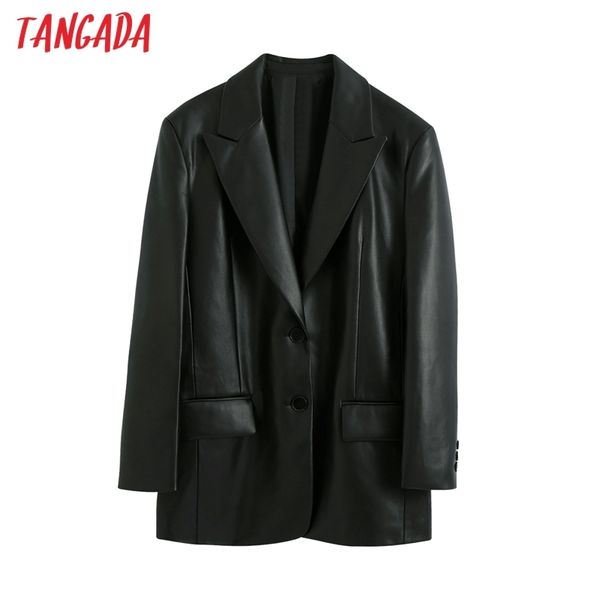 women black faux leather blazer coat vintage notched collar long sleeve fashion female chic be930 210416
women black faux leather blazer coat vintage notched collar long sleeve fashion female chic be930 210416