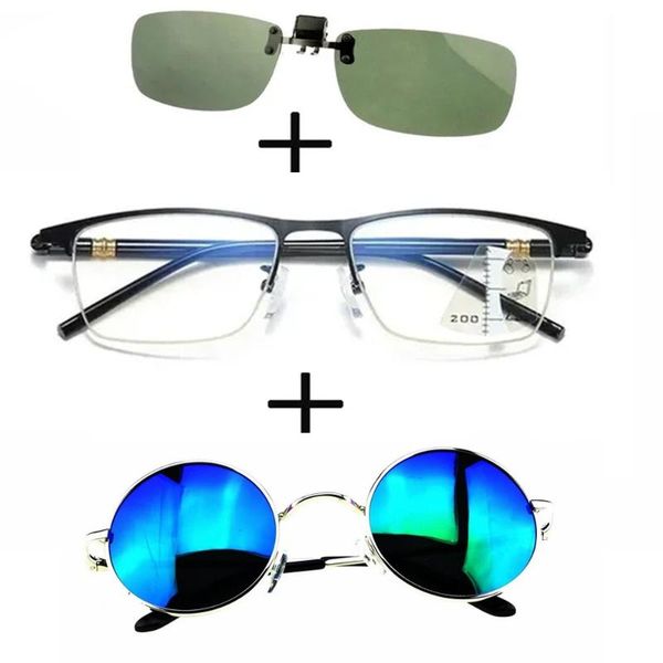 sunglasses 3pcs progressive far and near business reading glasses for men women + polarized alloy round clip, White;black
sunglasses 3pcs progressive far and near business reading glasses for men women + polarized alloy round clip, White;black