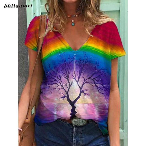women's swimwear women short sleeve printed v-neck t-shirt plus size natural scenery print tee casual loose clothing, White;black
women's swimwear women short sleeve printed v-neck t-shirt plus size natural scenery print tee casual loose clothing, White;black