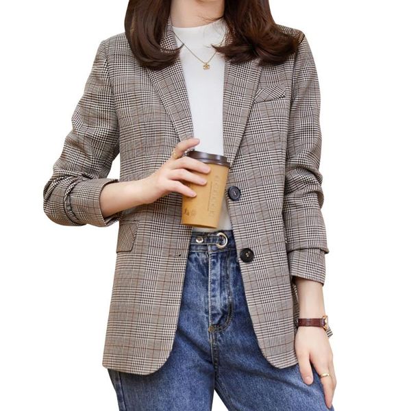 women's suits & blazers casual blazer spring autumn elegant vintage slim suit jacket fashion plaid single breasted female office outerw, White;black
women's suits & blazers casual blazer spring autumn elegant vintage slim suit jacket fashion plaid single breasted female office outerw, White;black
