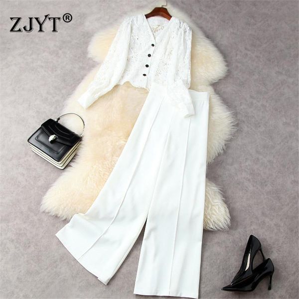 summer office lady 2 piece set women elegant lantern sleeve cardigan lace shirt+wide leg pants suit white outfits women's two
summer office lady 2 piece set women elegant lantern sleeve cardigan lace shirt+wide leg pants suit white outfits women's two