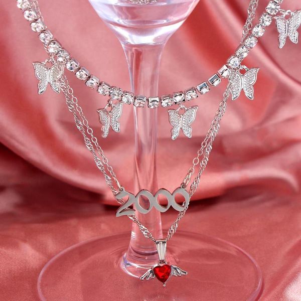chains retro butterfly pendant crystal tennis chain necklaces for women multilayer number heart twisted trendy boho jewelry, Silver
chains retro butterfly pendant crystal tennis chain necklaces for women multilayer number heart twisted trendy boho jewelry, Silver