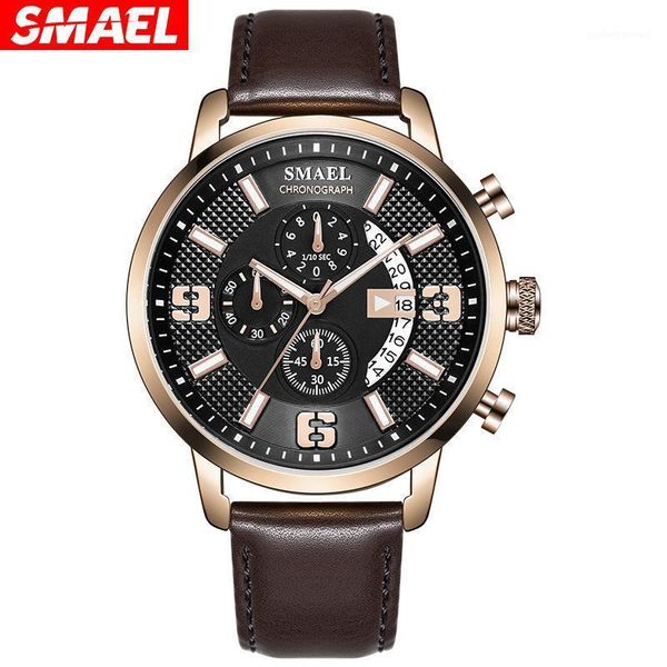 wristwatches smael men's watches leather strap waterproof fashion luminous watch calendar quartz chronograph wristwatch hombre reloj, Slivery;brown
wristwatches smael men's watches leather strap waterproof fashion luminous watch calendar quartz chronograph wristwatch hombre reloj, Slivery;brown