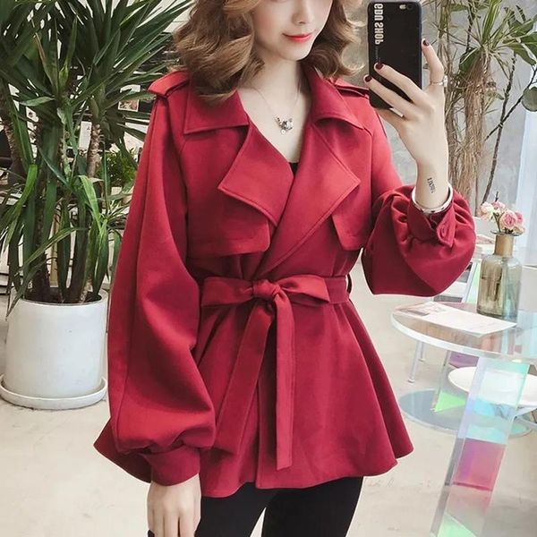 women's trench coats korean style lace-up slim waist coat women fashion elegant lantern sleeve cardigan jackets autumn short windbreake, Tan;black
women's trench coats korean style lace-up slim waist coat women fashion elegant lantern sleeve cardigan jackets autumn short windbreake, Tan;black