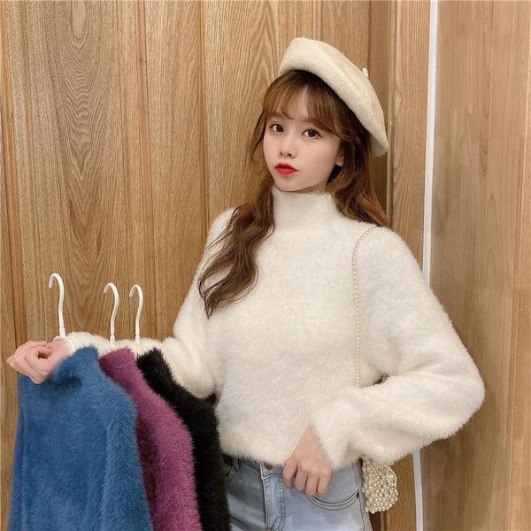 women's sweaters autumn winter turtleneck loose cropped sweater women woman femme chandails pull hiver, White;black
women's sweaters autumn winter turtleneck loose cropped sweater women woman femme chandails pull hiver, White;black