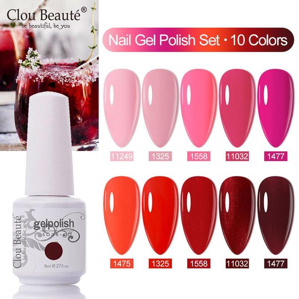 nail gel clou beaute 10pcs/set polish selling set cosmetics art vernis semi permanent organic uvled varnish, Red;pink
nail gel clou beaute 10pcs/set polish selling set cosmetics art vernis semi permanent organic uvled varnish, Red;pink