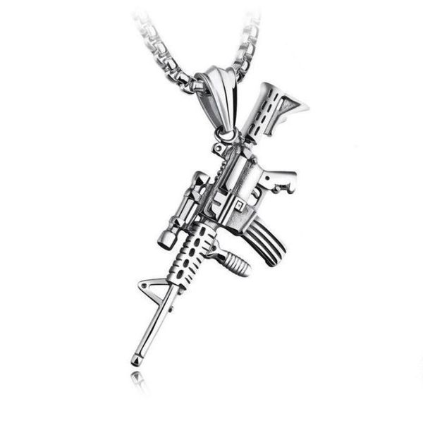pendant necklaces m4 gun punk necklace men military chain male jewelry birthday gifts, Silver
pendant necklaces m4 gun punk necklace men military chain male jewelry birthday gifts, Silver