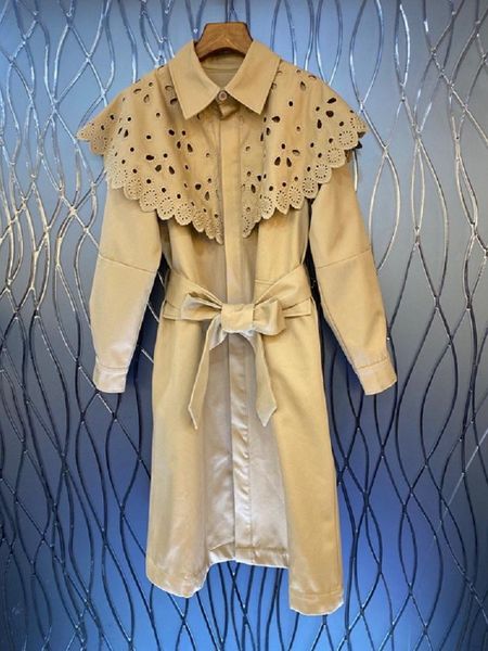 women's trench coats long 2021 autumn winter cape poncho style women hollow out embroidery belt deco casual overcoats, Tan;black
women's trench coats long 2021 autumn winter cape poncho style women hollow out embroidery belt deco casual overcoats, Tan;black