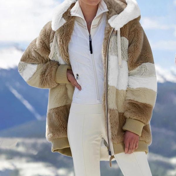 women's jackets 2021 oversized winter couple's jacket fashion plush patchwork zipper pocket hooded retro loose long sleeve coat, Black;brown
women's jackets 2021 oversized winter couple's jacket fashion plush patchwork zipper pocket hooded retro loose long sleeve coat, Black;brown