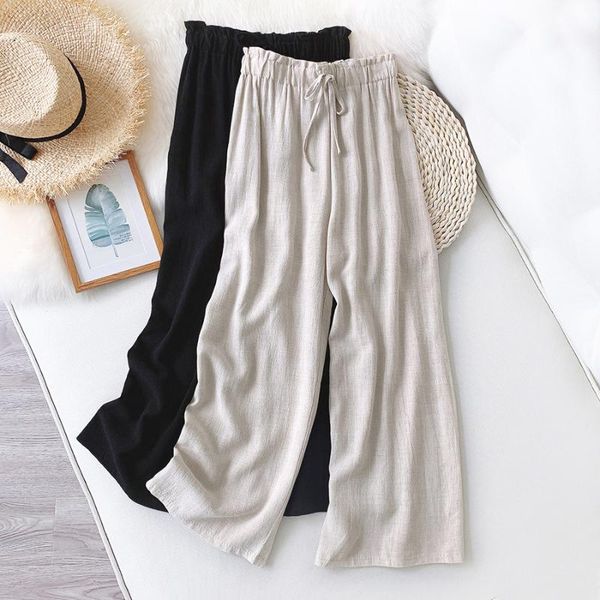 summer women elastic waist wide leg pants casual vintage linen pantalon cotton and plus size female long trousers women's & capris, Black;white
summer women elastic waist wide leg pants casual vintage linen pantalon cotton and plus size female long trousers women's & capris, Black;white