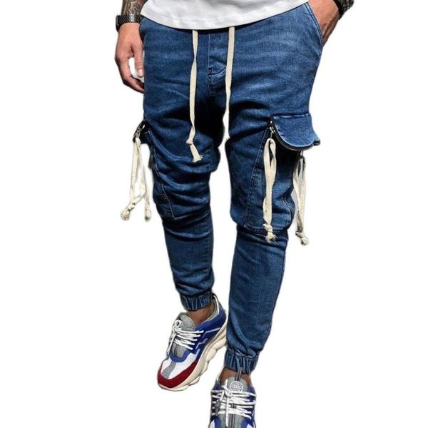 men's jeans fashion washed denim trousers mid-waist drawstring slim-fit jogging pants waist zipper stretch casual slim, Blue
men's jeans fashion washed denim trousers mid-waist drawstring slim-fit jogging pants waist zipper stretch casual slim, Blue