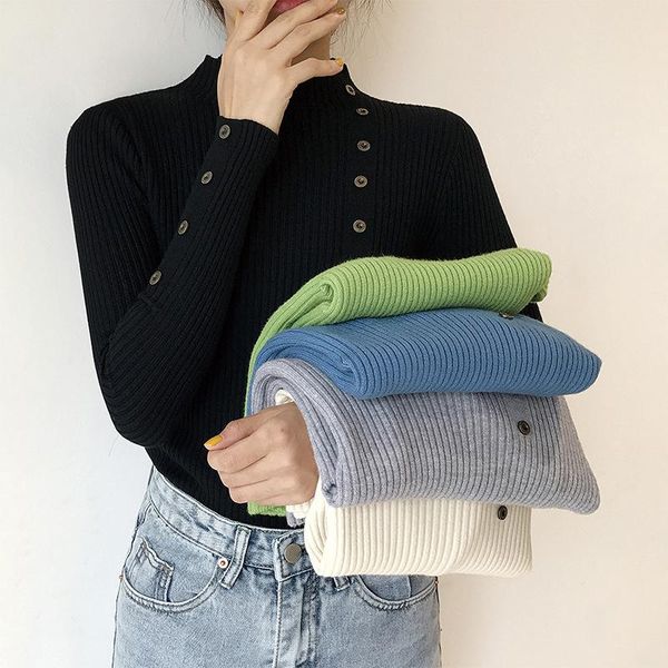 women's sweaters 2021 autumn winter sweater women casual long sleeve half turtleneck elegant slim fit solid color pullover, White;black
women's sweaters 2021 autumn winter sweater women casual long sleeve half turtleneck elegant slim fit solid color pullover, White;black