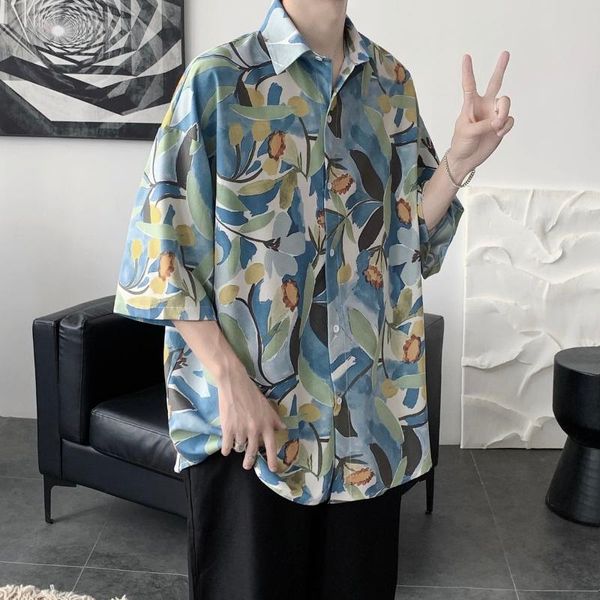 men's casual shirts 2021 summer floral printing ice silk hawaiian loose short sleeve camisa masculina streetwear clothes -2xl, White;black
men's casual shirts 2021 summer floral printing ice silk hawaiian loose short sleeve camisa masculina streetwear clothes -2xl, White;black