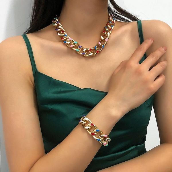 link, chain fashion personality punk style thick metal simple temperament versatile color necklace bracelet gift, Black
link, chain fashion personality punk style thick metal simple temperament versatile color necklace bracelet gift, Black