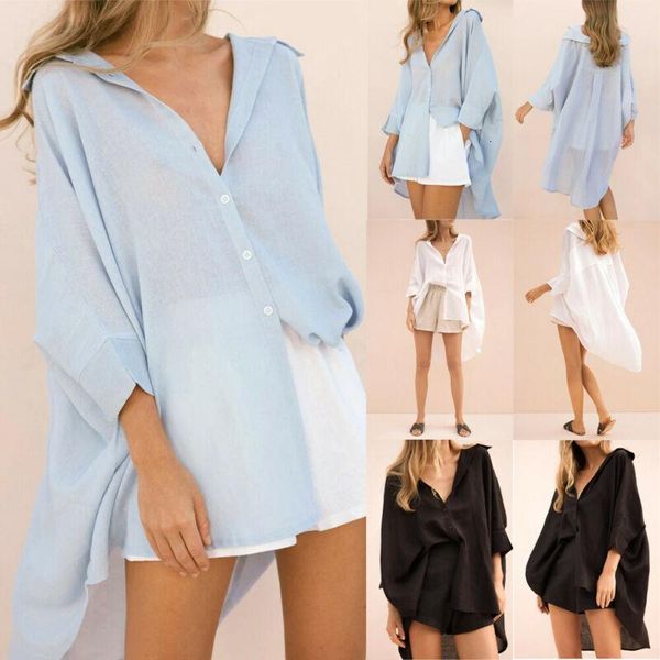 women's blouses & shirts fashion women long sleeve blouse v neck casual summer chiffon lapel shirt ldda, White
women's blouses & shirts fashion women long sleeve blouse v neck casual summer chiffon lapel shirt ldda, White