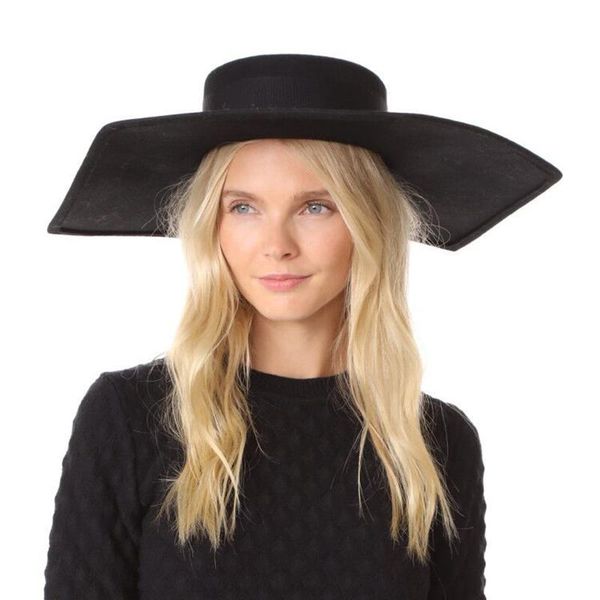 stingy brim hats king wheat flat roof big hexagonal type bandage black women's fedoras 2021 stage show s formal fashion model wool hat, Blue;gray
stingy brim hats king wheat flat roof big hexagonal type bandage black women's fedoras 2021 stage show s formal fashion model wool hat, Blue;gray