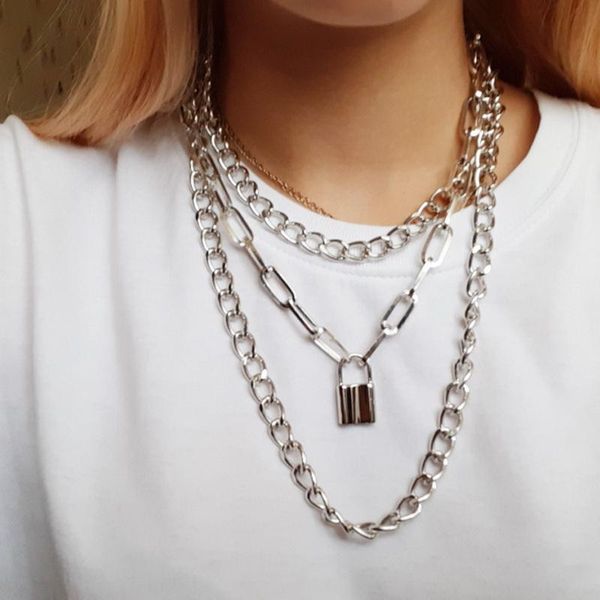 pendant necklaces punk men multilayer lock key necklace for women long link chain circle choker gothic hip hop rapper jewelry accessory, Silver
pendant necklaces punk men multilayer lock key necklace for women long link chain circle choker gothic hip hop rapper jewelry accessory, Silver