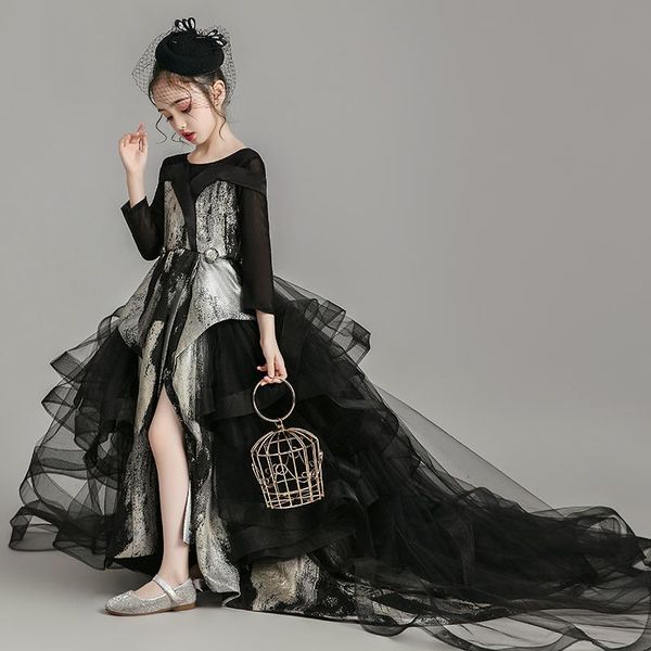 luxury black kids pageant dress for birthday catwalk costume long trailing split tulle puffy princess party gowns girl's dresses, Red;yellow
luxury black kids pageant dress for birthday catwalk costume long trailing split tulle puffy princess party gowns girl's dresses, Red;yellow