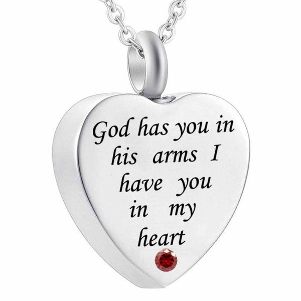 engraved god has you in his arms heart birthstone urn necklaces for ashes stainless steel memorial keepsake cremation jewelry pendant, Silver
engraved god has you in his arms heart birthstone urn necklaces for ashes stainless steel memorial keepsake cremation jewelry pendant, Silver