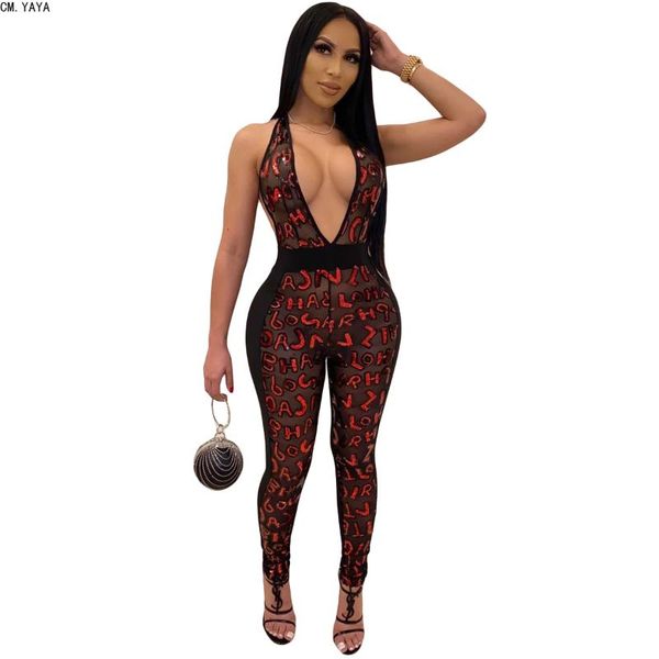 women's jumpsuits & rompers cm.yaya autumn winter women mesh deep v neck sleeveless halter night club party outfits one piece yy5139, Black;white
women's jumpsuits & rompers cm.yaya autumn winter women mesh deep v neck sleeveless halter night club party outfits one piece yy5139, Black;white