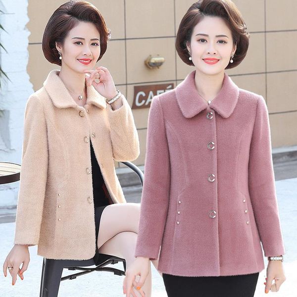 women's wool & blends autumn winter coat fashion mink velvet jacket 2021 middle-aged mother's outwear 5xl elegant woolen female, Black
women's wool & blends autumn winter coat fashion mink velvet jacket 2021 middle-aged mother's outwear 5xl elegant woolen female, Black