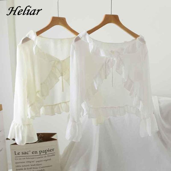 ruffles blouse female chiffon solid long sleeve drawstring loose 2021 summer o-neck transparent women's blouses & shirts, White
ruffles blouse female chiffon solid long sleeve drawstring loose 2021 summer o-neck transparent women's blouses & shirts, White