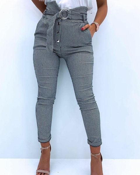 women's pants & capris trousers spring and autumn style plaid print button placket o-ring belt tight pencil 2021, Black;white
women's pants & capris trousers spring and autumn style plaid print button placket o-ring belt tight pencil 2021, Black;white