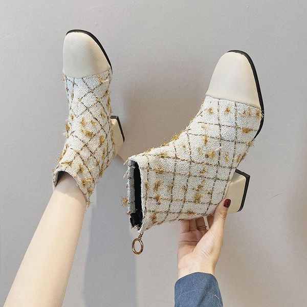 boots 2021 winter autumn women costume tweed ankle plaid jacquard fabric booties square heeled ladies shoes botas mujer 8866c, Black
boots 2021 winter autumn women costume tweed ankle plaid jacquard fabric booties square heeled ladies shoes botas mujer 8866c, Black