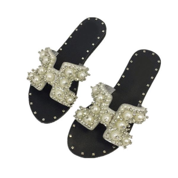spring crystal strass solid beach pearl flip-flops strappy sandal slippers, Black
spring crystal strass solid beach pearl flip-flops strappy sandal slippers, Black