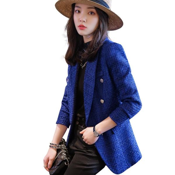 women's suits & blazers 2021 arrival winter thick blazer women female long sleeve blue black jacket fashion ladies coat, White;black
women's suits & blazers 2021 arrival winter thick blazer women female long sleeve blue black jacket fashion ladies coat, White;black
